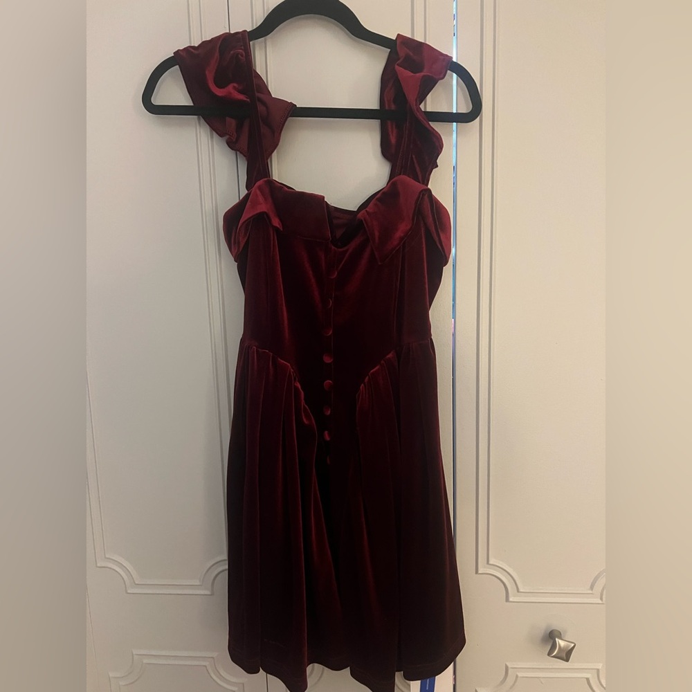 Cider Elegant Burgundy Velvet Dress